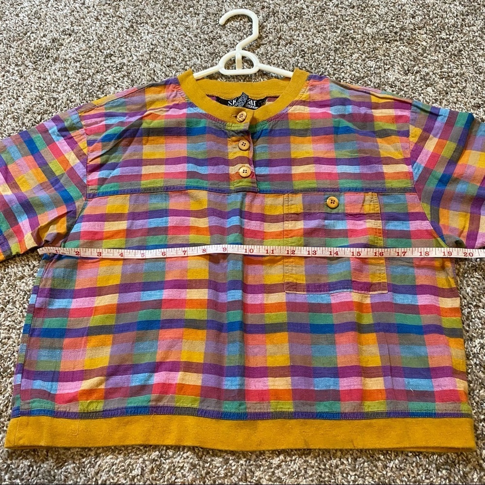 Vintage Retro Tartan Plaid Multicolored Crop Top Size Small - Picture 8 of 8